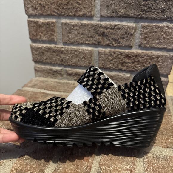 New Bernie Mev Lulia Wedge Mary Jane Shoes Size 39 EU US8 Bronze/Black Velvet - Picture 7 of 12